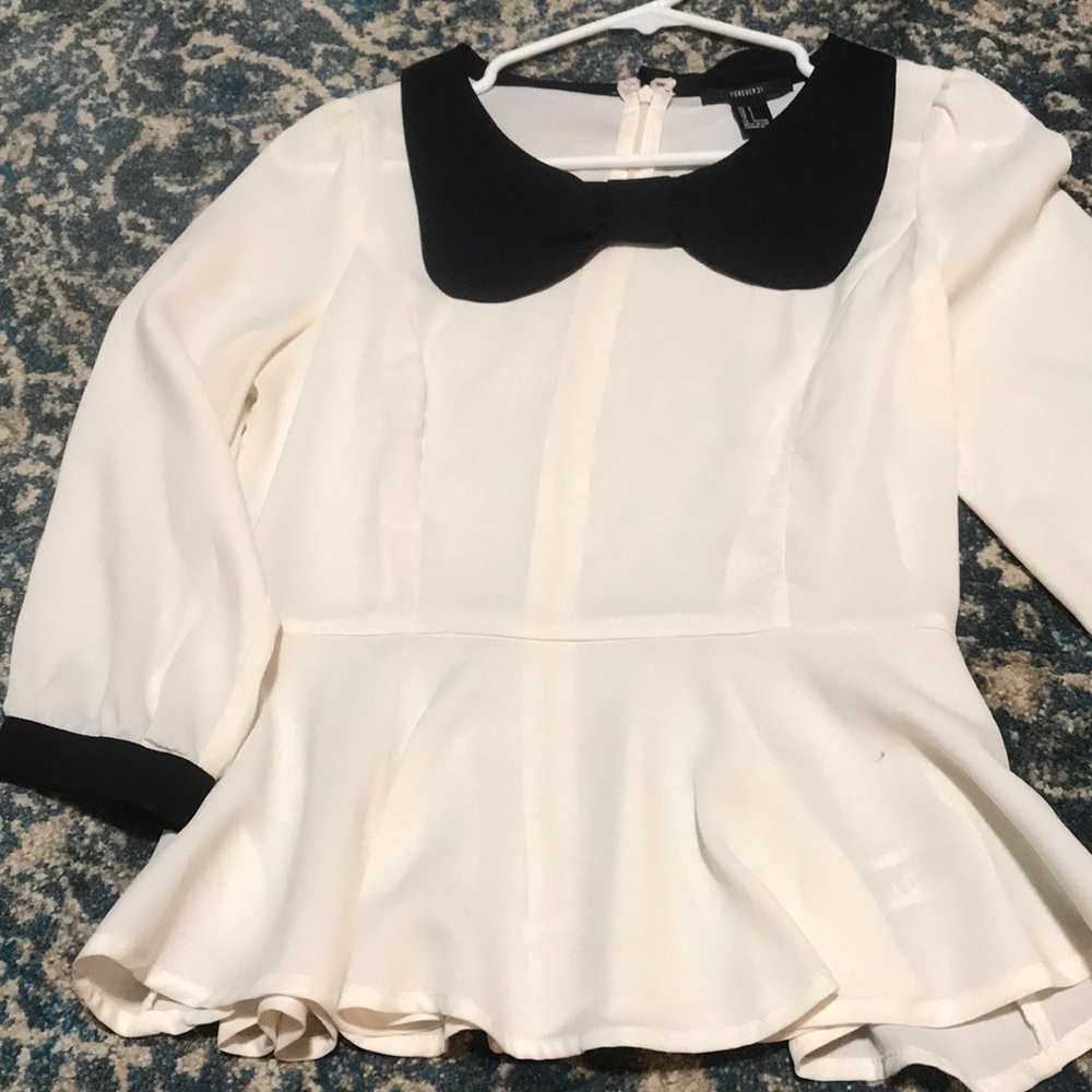 Forever 21 peplum blouse bow collar